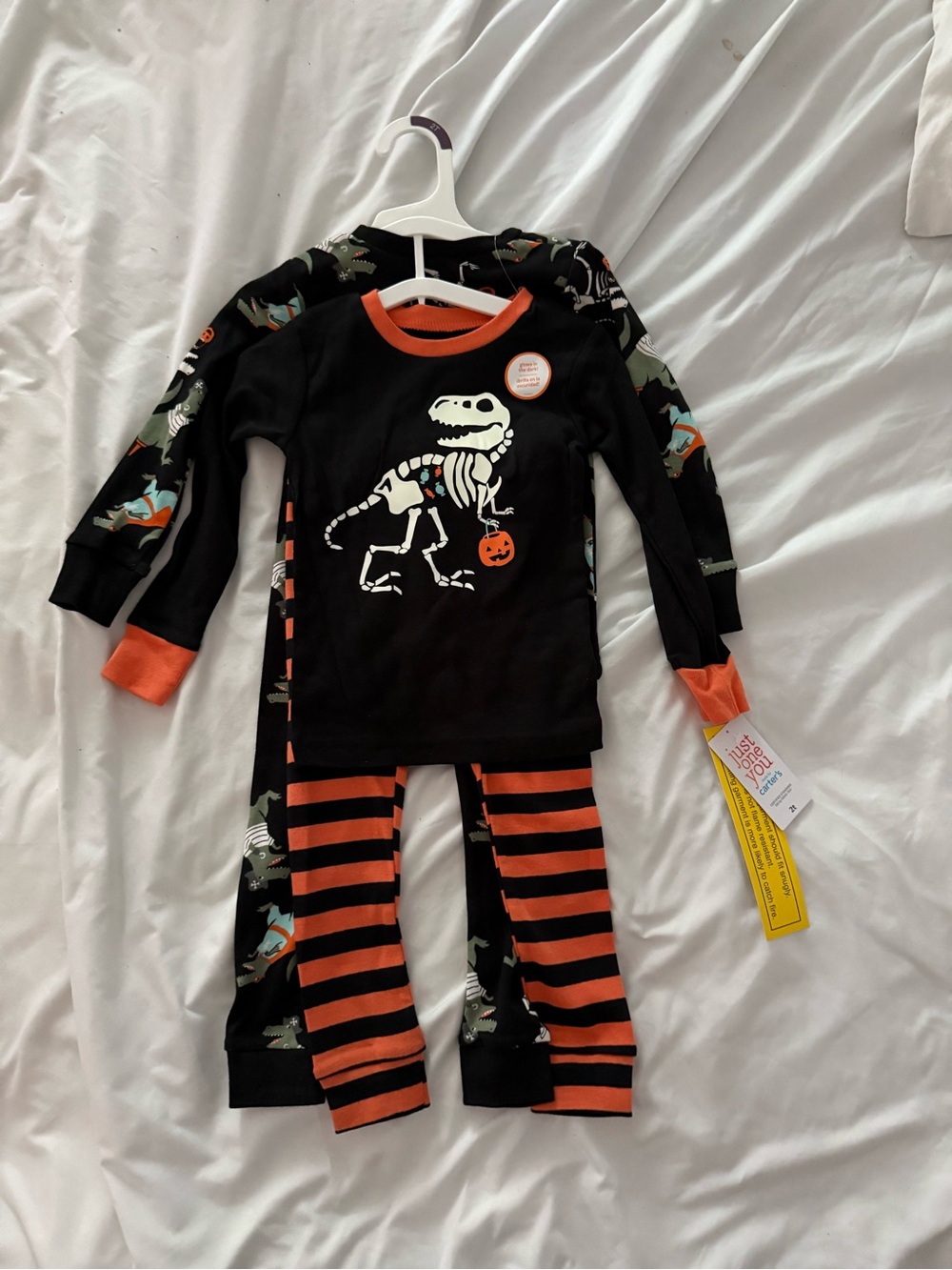 Carter's Black & Orange Skeleton Dino Pajama Set